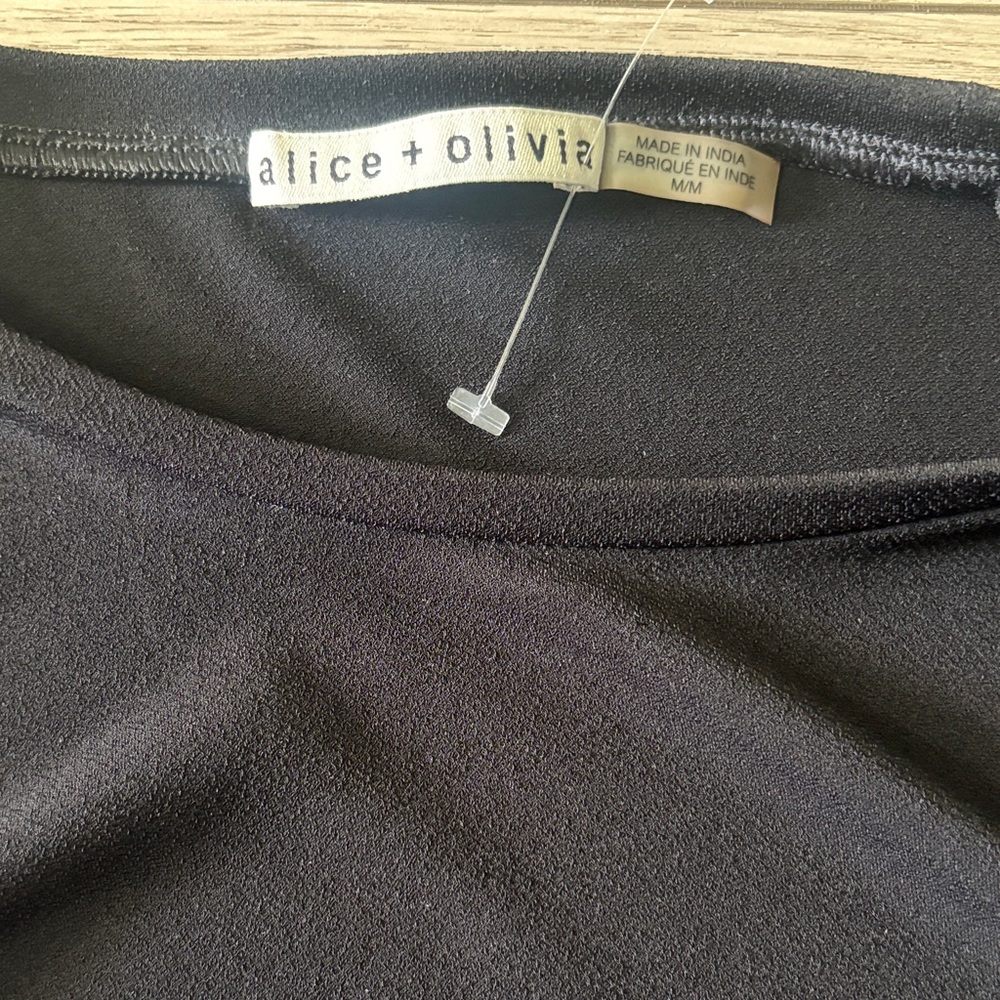 Alice + Olivia Delaina Black Top with Colorful Embroidery - Picture 4 of 5